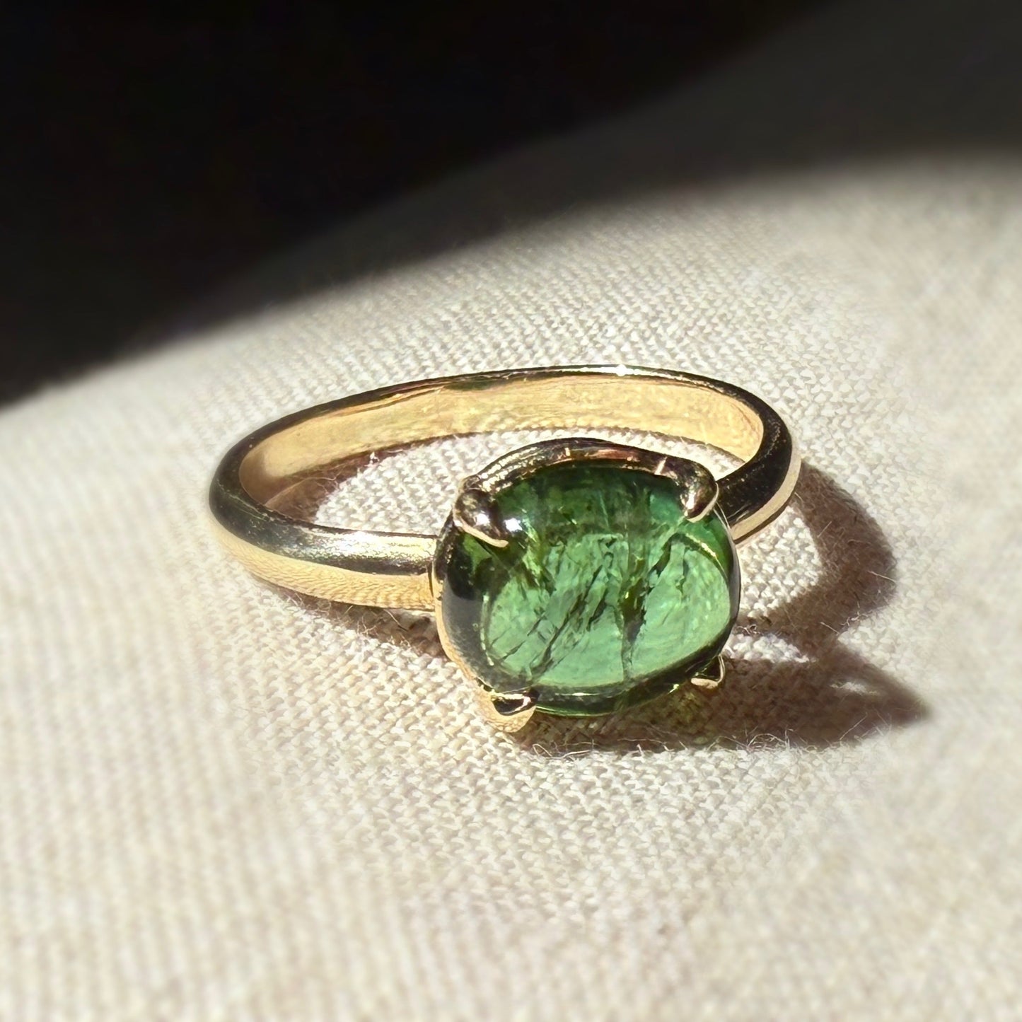 14k Tourmaline Cabochon Ring