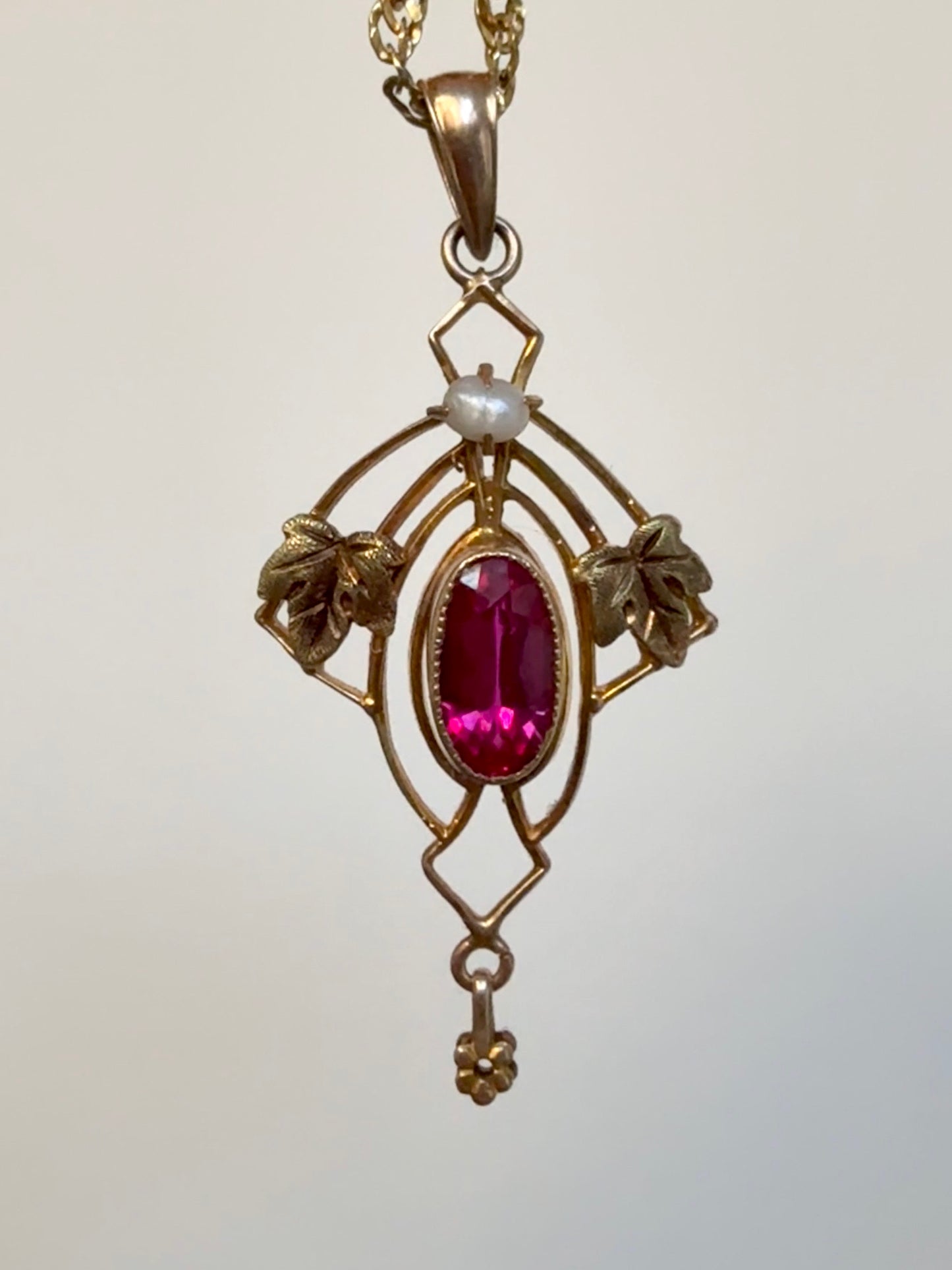 Antique Ruby Lavaliere Pendant (Art Nouveau)