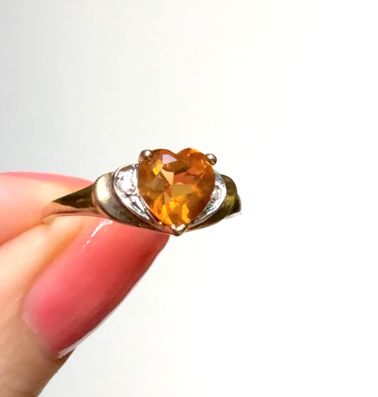 14k Orange Citrine Heart Ring