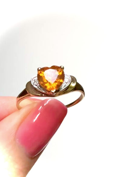 14k Orange Citrine Heart Ring